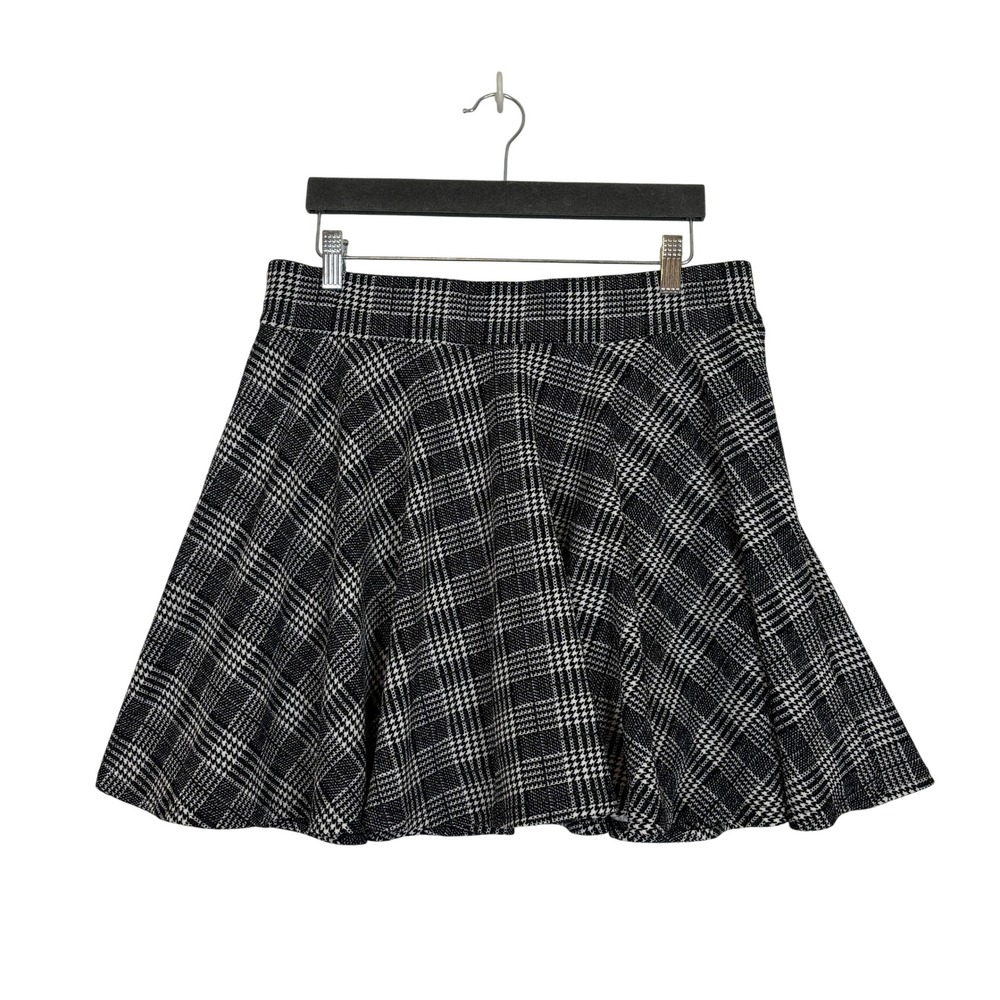 Plaid Mini Skort Women XL Black White Skater Skirt Preppy Dark Academia School